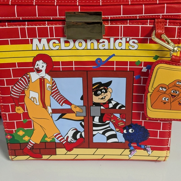 Loungefly McDonald's Red and Yellow Brick-Patterned Box Bag - Picture 3 of 7